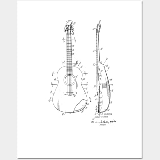 Guitar Vintage Patent Hand Drawing Posters and Art